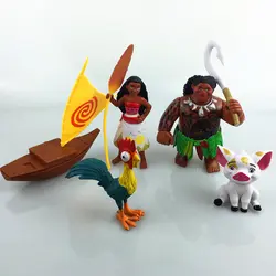 5 шт./компл. 6-12 см Boneca Моана Princess Maui Chief Tui Tala Heihei Pua подвижная фигурка brinquedo горячие игрушки набор для детей