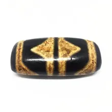 DIY плоская форма зуб тигра шаблон старый с черным натуральным камнем тибетские бусины дзи разлучающие бусины для браслета и ожерелья