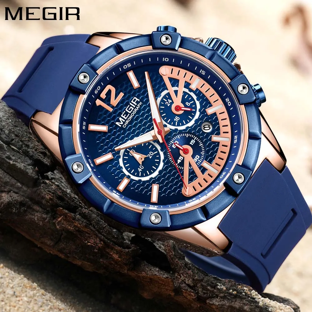 

Megir Watch Men Fashion Sport Quartz Clock Mens Watches Brand Luxury silicone Business Waterproof Watch Relogio Masculino male