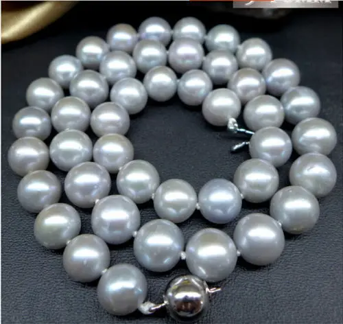 

Free shipping >>>>>rare real AAA 11-12MM ROUND SOUTH SEA GRAY PEARL NECKLACE