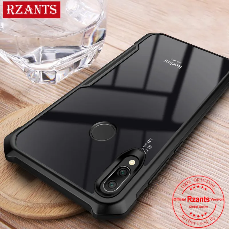 

Rzants Phone Case Casing For Xiaomi Redmi Note 7 Transparent Back+Four Corner Shockproof Slim Thin Cover For Redmi Note 7