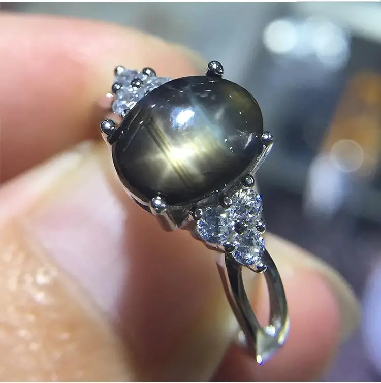 Natural real blue sapphire ring 925 sterling silver Fine handworked jewelry Finger rings Gem Size 7*9mm