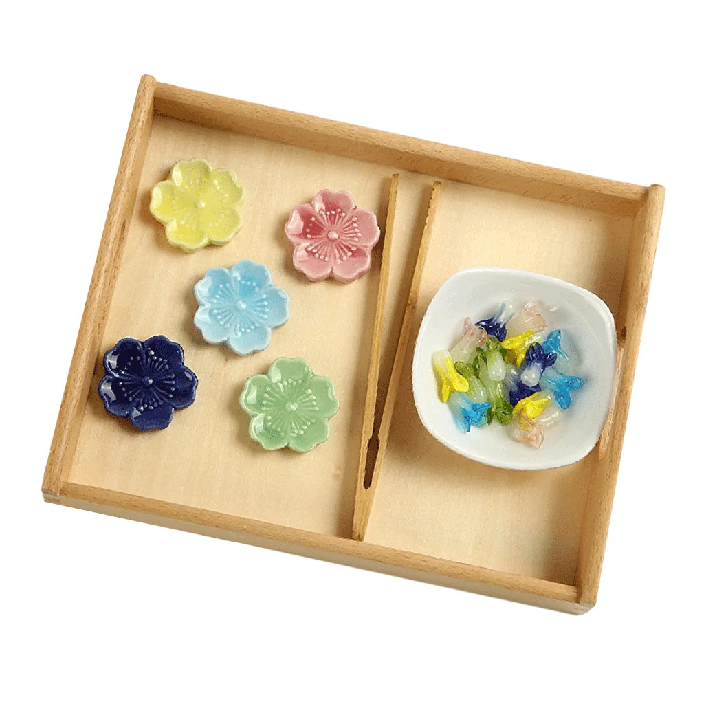 

Montessori Color Classification Game with Wooden Salver for Kids Early Learning Toy