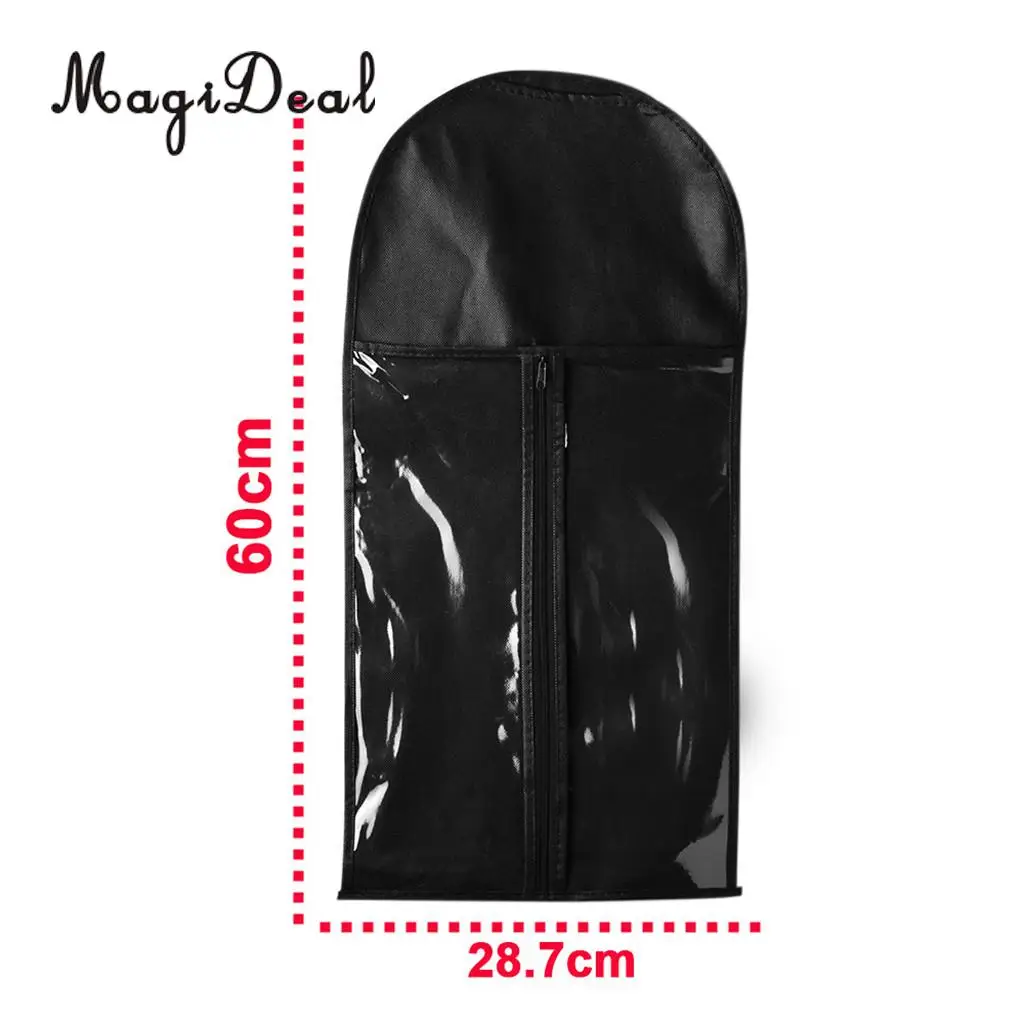 2 Pieces Professional Hair Extensions Wig Storage Bag Holder Case Dustproof Organizer Protector Wigs Pouch Black