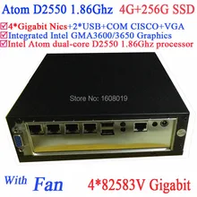 Мини-пк для сервера с Intel двухъядерный D2550 1.86 ГГц 4 * 82583 В гигабитный сетевой Wake on LAN сторожевой 4 г оперативной памяти 256 г SSD Linux