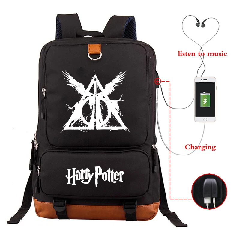 

Large Capacity Bagpack Black School Bags Luminous Backpack Harri Potter Backpacks Laptop Bag College Backpack USB Charging Bag