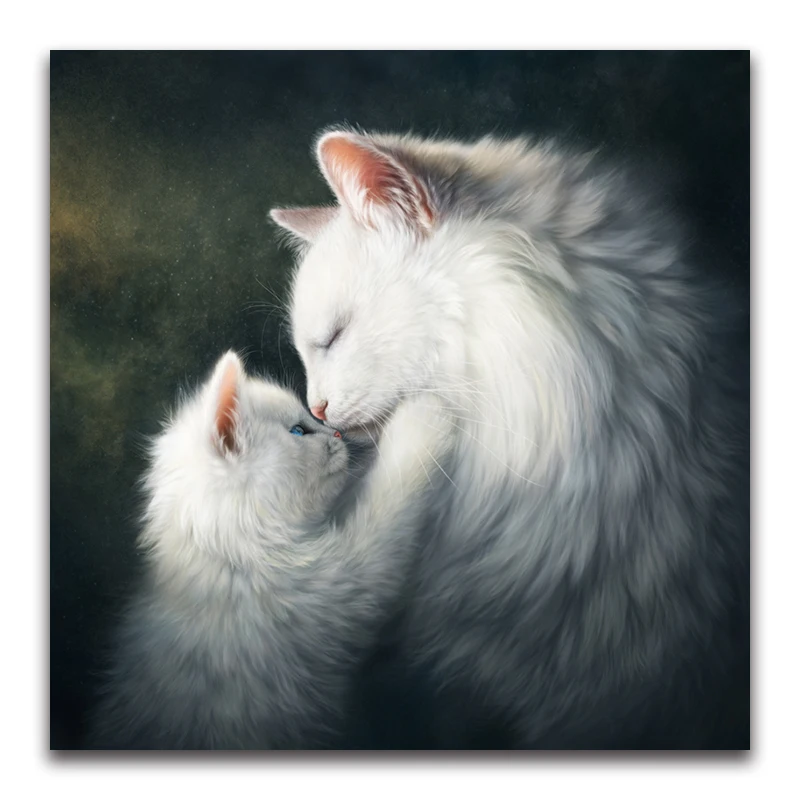 5D diy diamond Painting Cross Stitch kits Diamond Embroidery Cute white cat picture Mosaic pattern home decor wall sticker gift