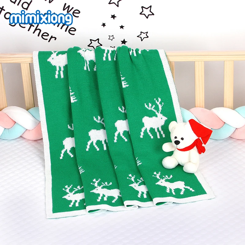 

Cartoon Style Baby Photography Blankets Funny Reindeer Knitted Newborn Bebes Muslin Swaddle Wrap Blanket Soft Kids Carseat Cover