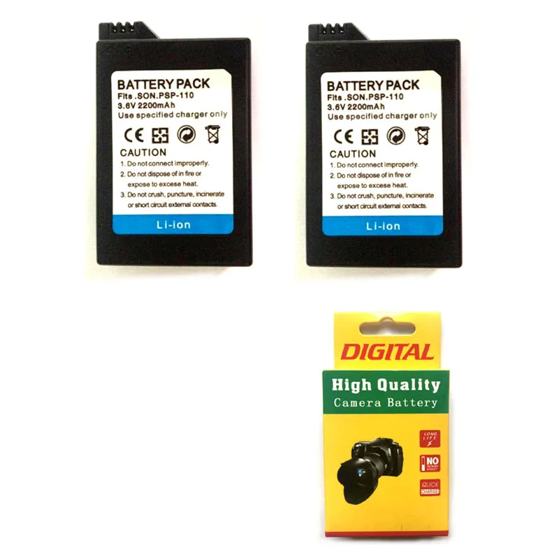 

2PCS 3.6V 2200mAh PSP-110 PSP110 Camera Battery Replacement For Sony Playstation PSP-110 PSP-1001 PSP 1000 1004 Game Machine