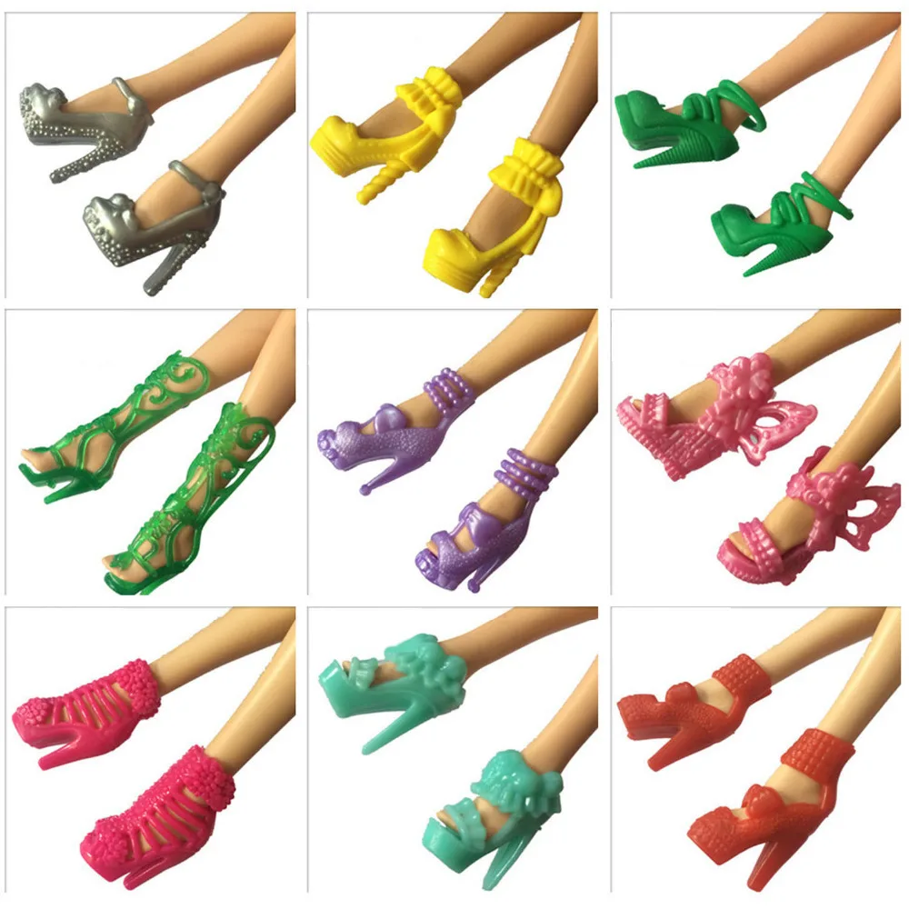

10 Pairs 10 Style Fashion Doll Shoes Boots High Heels Sandals Stag Accessories for Barbie Toys Children Girl Dolls Birthday Gift