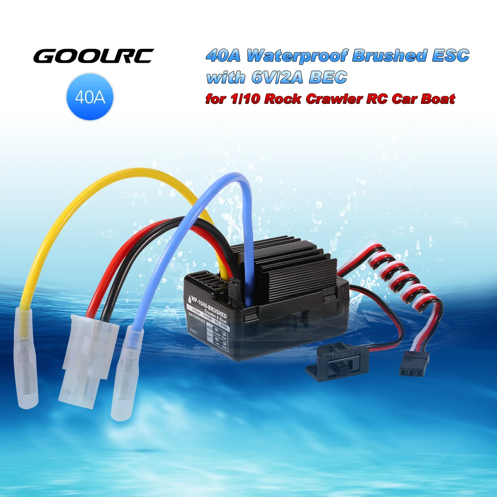 

GoolRC 40A Waterproof Brushed ESC Electric Speed Controller with 6V/2A BEC for 1/10 RC Rock Crawler Car RC Boat