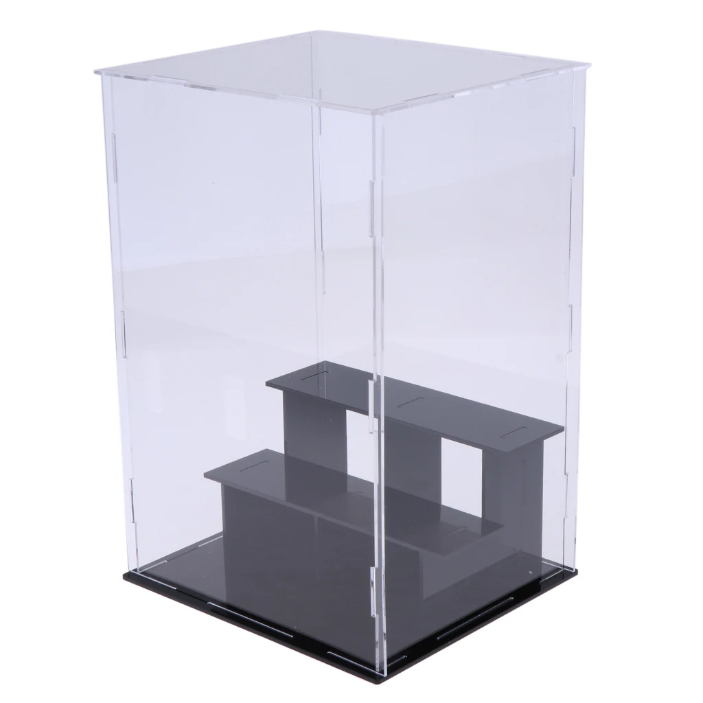 

3 Steps Clear Acrylic Display Case Model Figures Protection Box 21x21x36cm