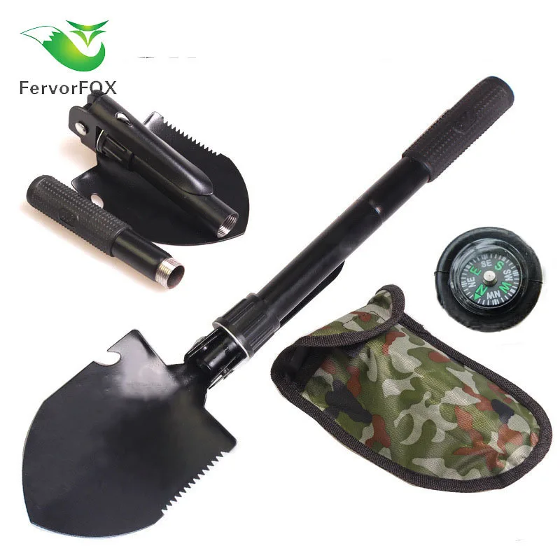 

Multifunctional folding lifesaving iron camping car trumpet outdoor self-defense engineering mountain shovel
