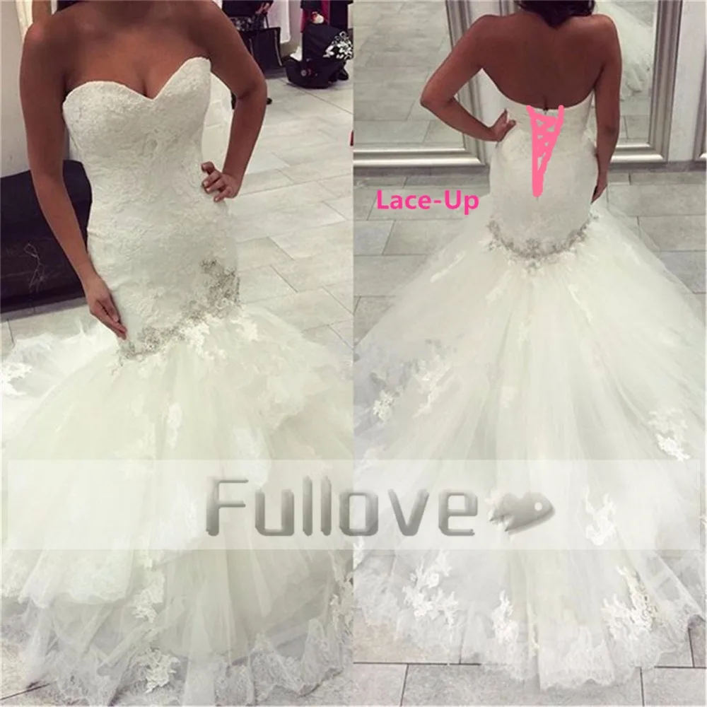 

Gorgeous Lace Mermaid Bohemian Wedding Dress 2019 Sweetheart Crystal Appliques Wedding Party Gowns Robe De Mariee Trouwjurk