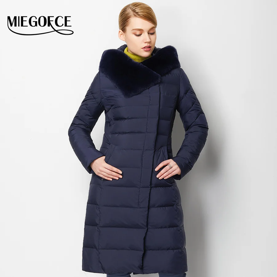 Новая Зимняя Коллекция MIEGOFCE 2016 Женский Зимний Пуховик Длинная Теплая Женская