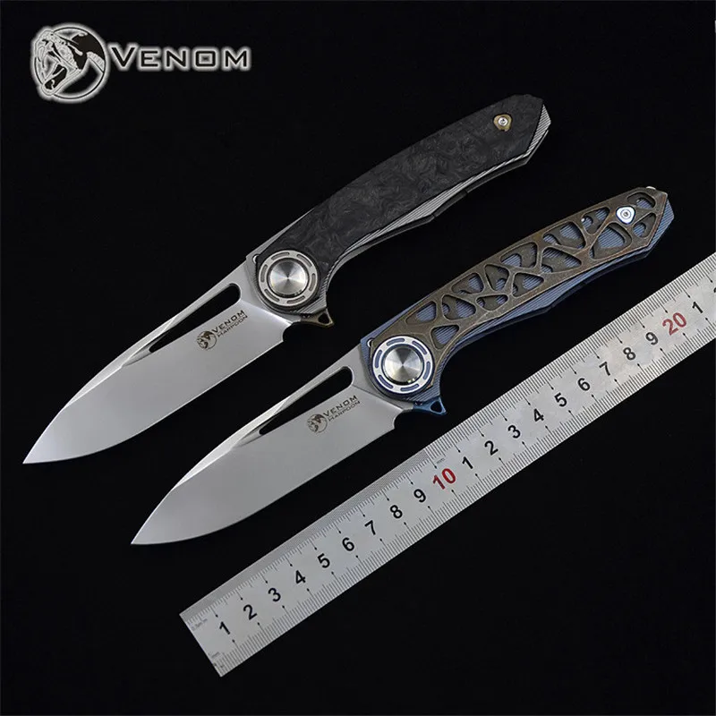 Дешевый Новый Venom гарпун Kevin John нож M390 лезвие Титан сплава или углеродного волокна ручкой разборки сводные складной КАРМАН охотничий нож