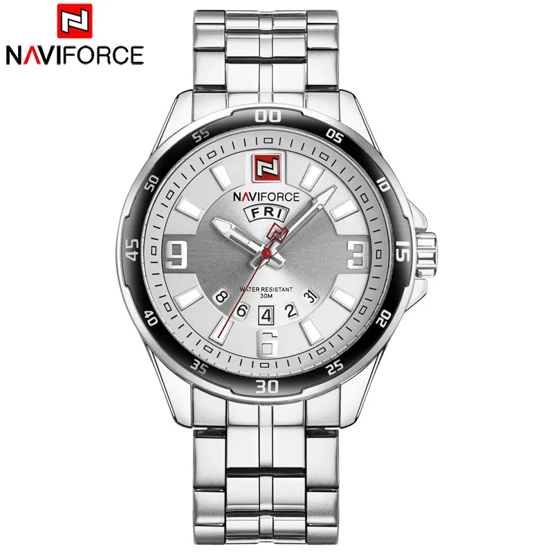 Мужские кварцевые часы NAVIFORCE Топ бренд военные спортивные часы мужские полностью из нержавеющей стали водонепроницаемые часы с календарем Relogio Masculino