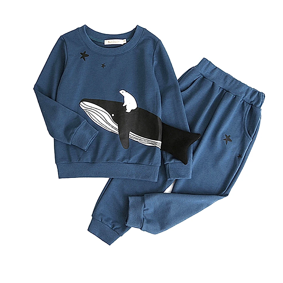 Комплекты детской одежды комплект из 2 предметов, футболка+ штаны, хлопковый повседневный костюм для маленьких мальчиков и девочек, комплект одежды с длинными рукавами для маленьких мальчиков, одежда для малышей