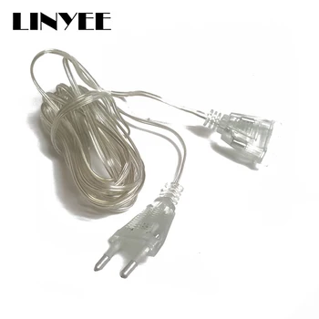 

3M EU US Power Extension Cable Plug Transparent Standard Power Extension Cord For Home Holiday Led String Light Christmas Lights