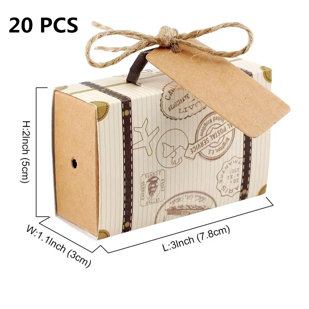 OurWarm дорожная тематическая бумага крафт Конфеты Подарочная коробка со свадебными сувенирами для гостей невесты мальчишник поставки украшения - Цвет: Suitcase box 20pcs
