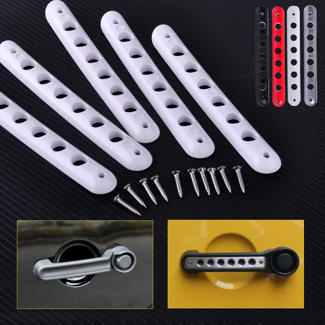 

CITALL 5pcs Door Handle Grab Tailgate Moulding Bar Trim Insert Cover for Jeep Wrangler JK 4 Door 2007 - 2012 2013 2014 2015 2016