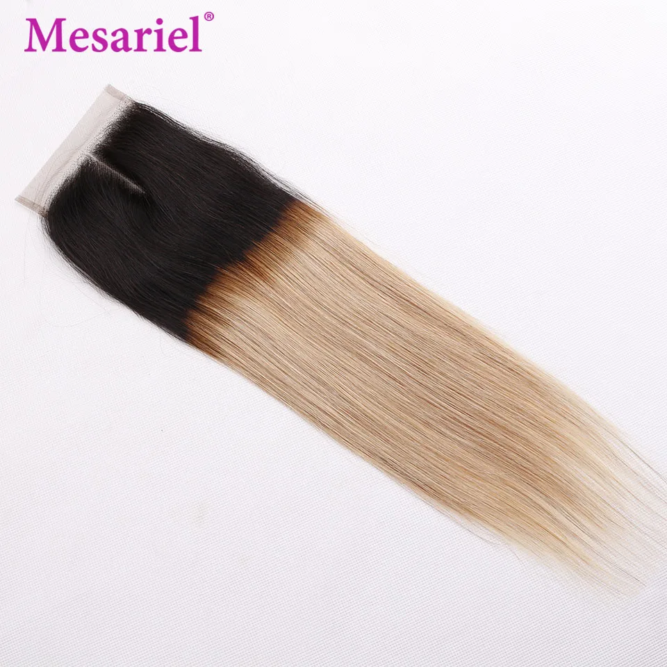 Mesariel Pre-Colored Ombre Brazilian Hair 2/3/4 Bundles With Lace Closure 1B/27 Straight Weave Human Hair Bundles Non Remy Hair Mesariel Pre-Colored Ombre Brazilian Hair 2/3/4 Bundles With Lace Closure 1B/27 Straight Weave Human Hair Bundles Non Remy Hair
