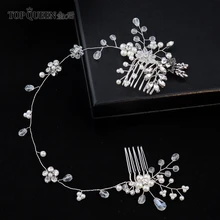 TOPQUEEN HP24 Свадебная расческа для волос с жемчужиной свадебные головные уборы Свадебные Заколки Для Волос Свадебная расческа для волос невесты кристалл шпилька для волос с жемчужиной