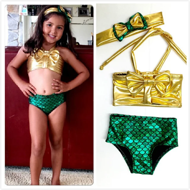 Special Offers 2018 3PCS Toddler Girls Kid Mermaid Swimsuit Bikini Bowknt Top Pants Swim Costume Set Children Swimsuit Children's Swimwear