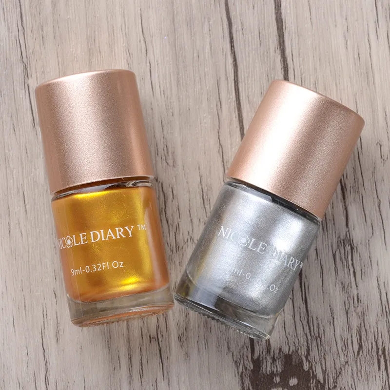 NICOLE дневник 2 бутылки 9 мл стемпинг ногтей покрытие Набор Черный Белый Золотой Серебряный ноготь печать маникюрный лак художественный штамп набор для лаков
