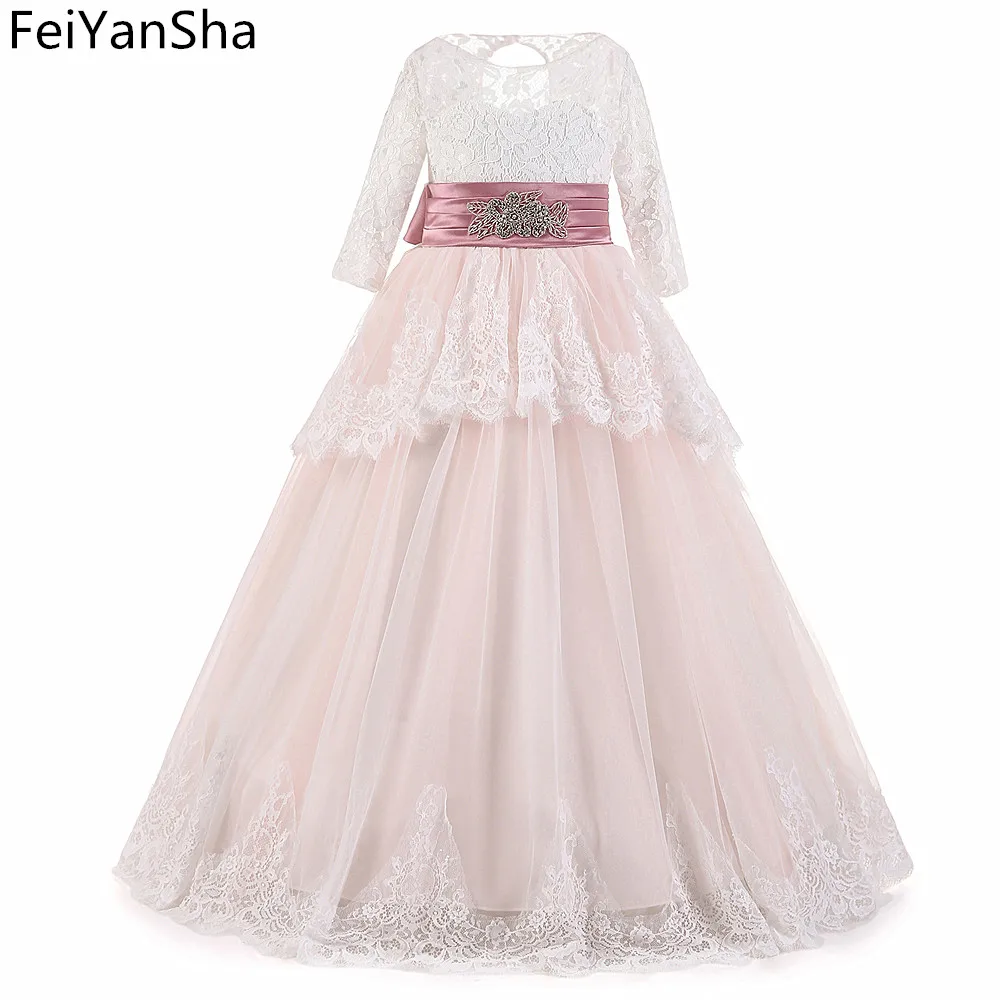 

Flower Girl Dresses Tulle 2023 Beading Appliqued Pageant Dresses For Girls First Communion Dresses Kids Prom Dresses