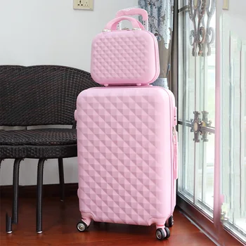 

Wholesale!14 22inches korea fashion candy color purple abs hardside case trolley travel luggage set for girl,lovely gift