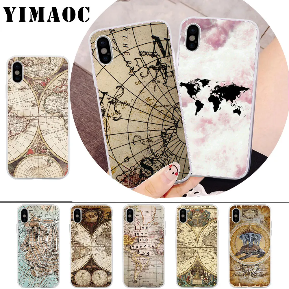 

YIMAOC Travel in the world map plans Soft Silicone Case for iPhone X r s Xr Xs Max 8 7 6S 6 Plus 5 5s SE