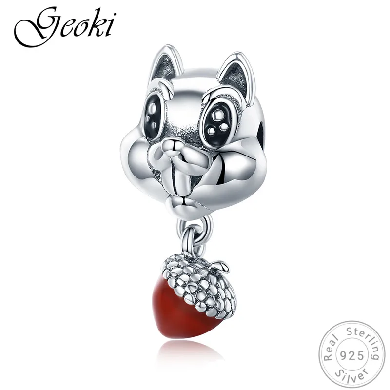 

Geoki 925 Sterling Silver Cute Scorpion Squirrel Favorite Walnut Charm fit Original Pandora Bracelet Animal Fruit Necklace Beads