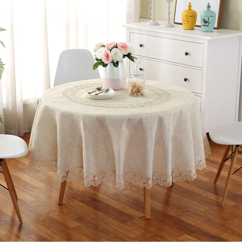 

Modern Linen Round Table cloth Table Runner Household Lace Tea Table Cloth Fashion Dustproof Cloth Table Cover