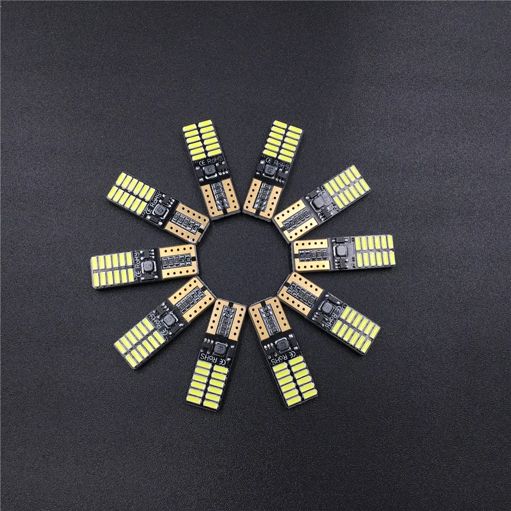 

10x 12V 24V Non polarity Canbus Error Free T10 LED bulbs with 4014SMD 24 LED Light 194 168 W5W LAMP White NO OBC ERROR
