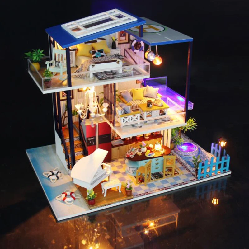 DIY кукольный домик игрушка деревянная Miniatura комната коробка кукольные домики