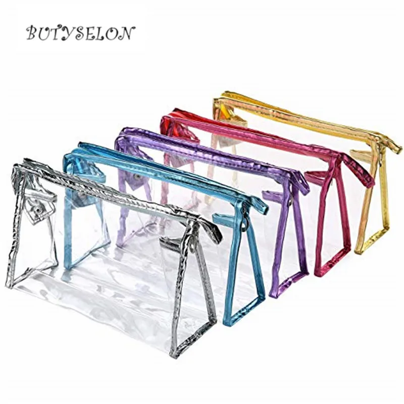 

Cosmetics Make Up Bag/Organizer Transparent Waterproof Cosmetic Bag PVC Vinyl Zippered Wash Bag Vacation Travel Accessories Orga