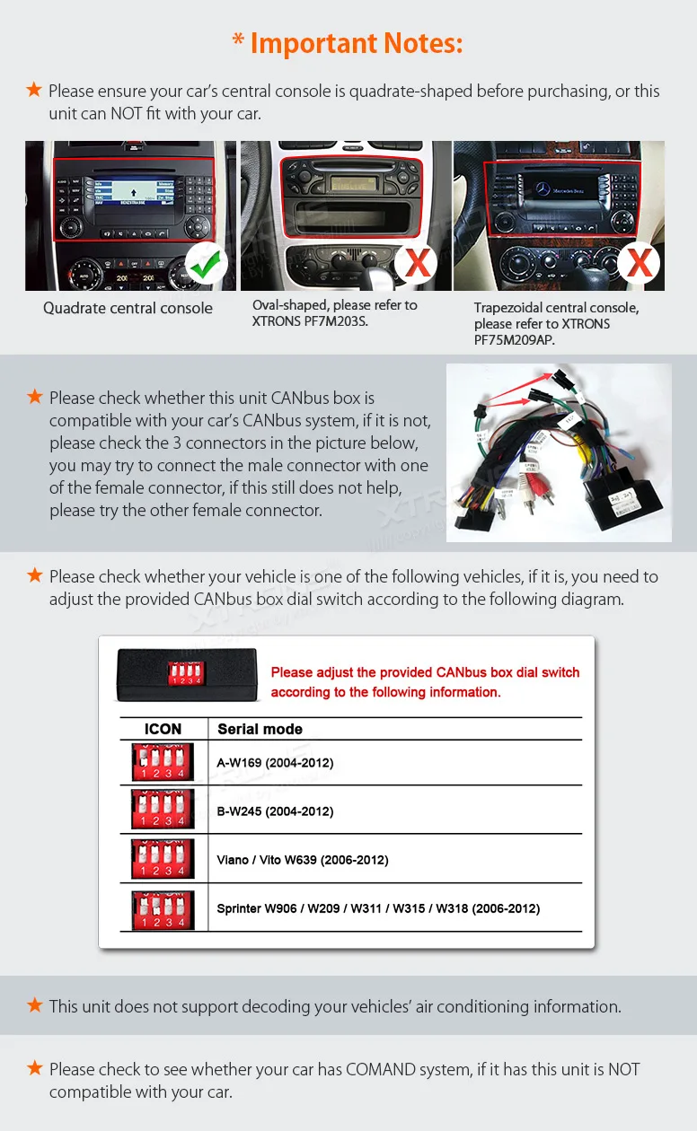 Clearance XTRONS 7 inch Car DVD Player GPS Navigation Screen Mirror for Mercedes Benz Viano & Vito W639 2006-2014/Sprinter W906 2006-2012 3