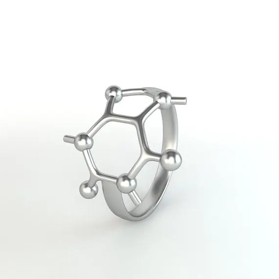

SMJEL 2017 New Punk Caffeine Molecule Rings for Women Chemistry Accessories Jewelry Science Jewelry Men Rings R157
