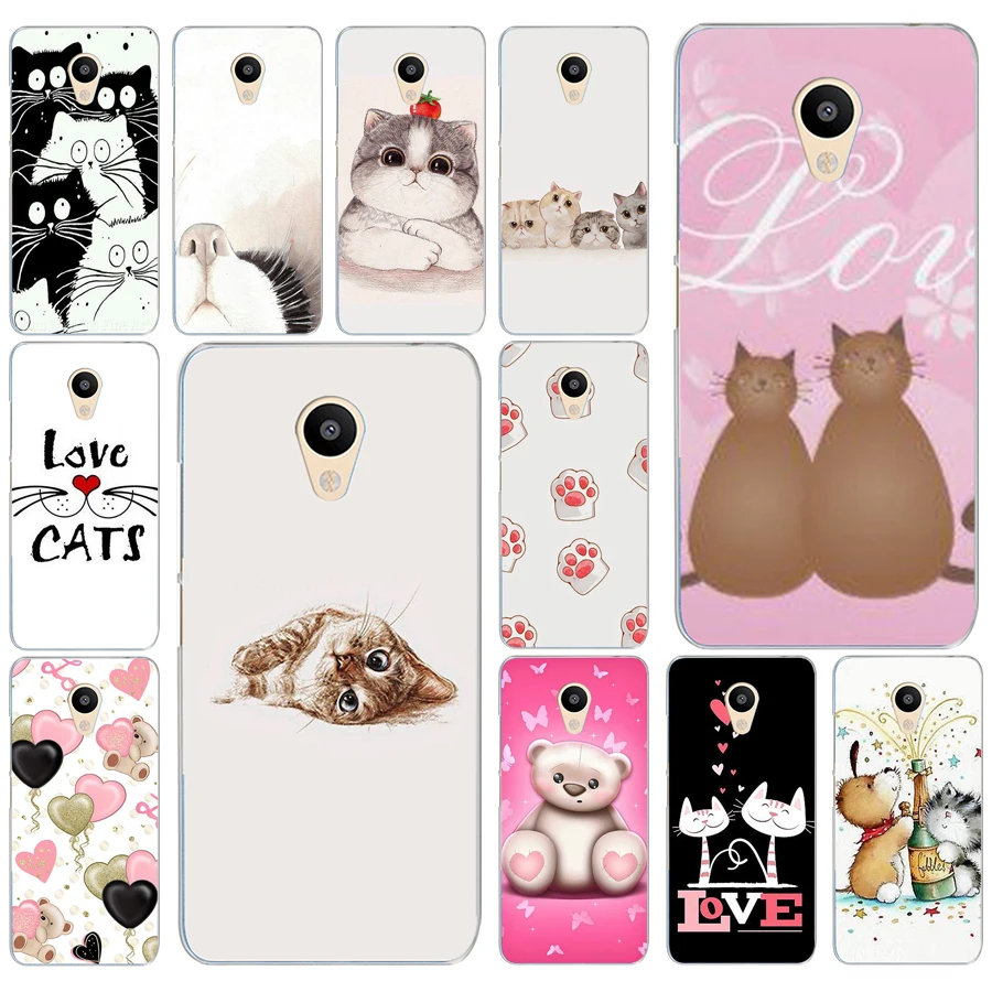 

197AD New Year Gifts Cute Cats Hard Transparent Cover Case for Meizu M2 M3S M3 M3S M5S Mini M3 note M5 M6 M6 note U10 U20