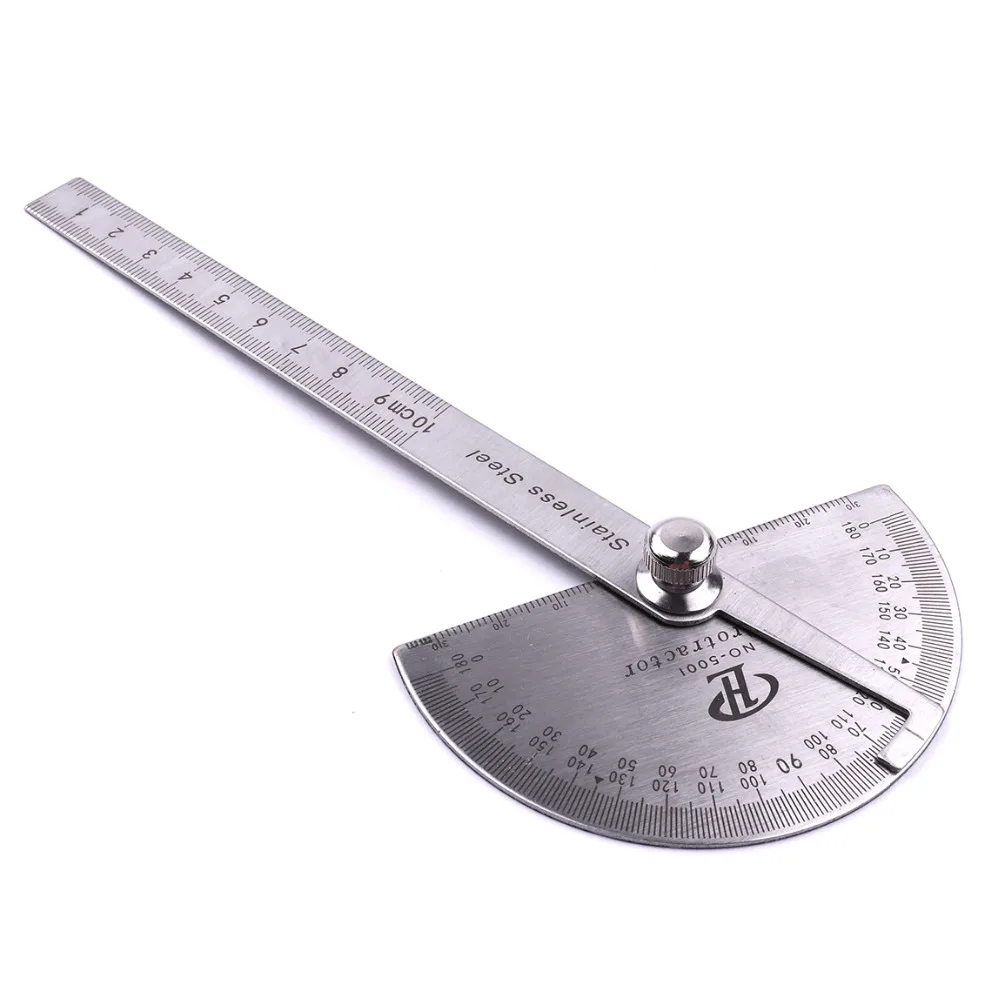 Professional 0 to 180 Degree Stainless Steel Protractor Round Head