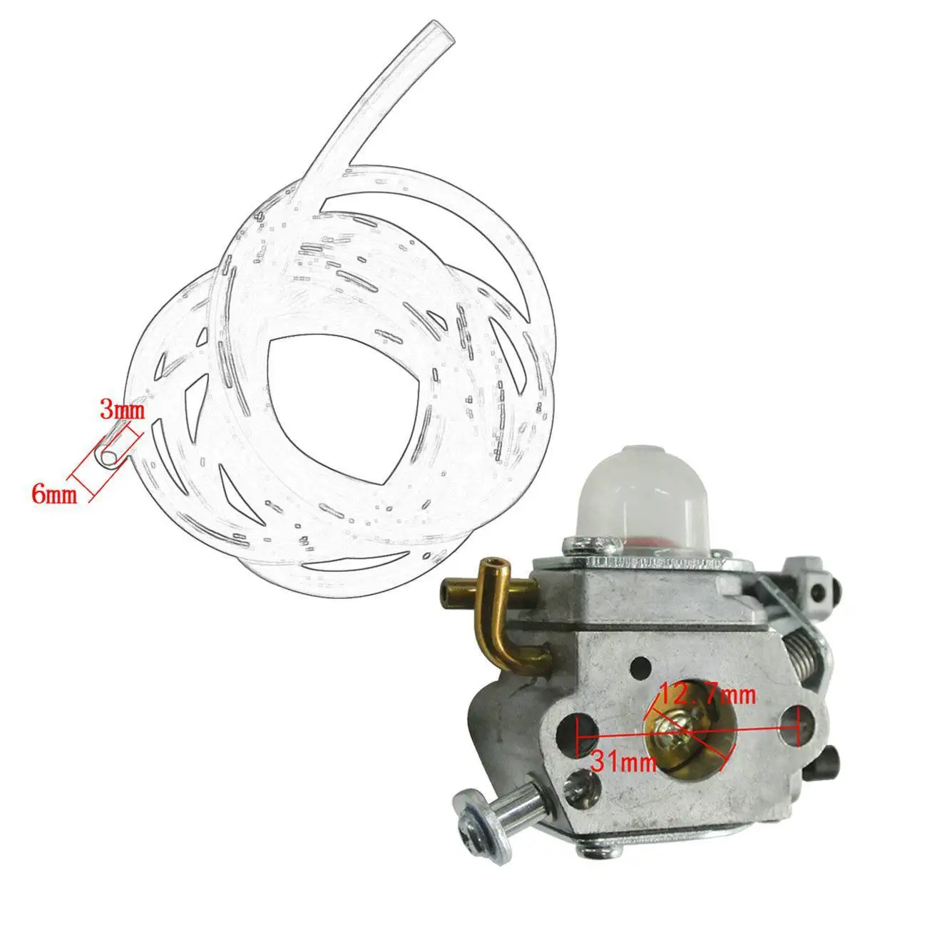 Карбюратор и маслопровод Топливопровод Line 6*3 мм подходящие для Zama C1U-K78 PB201 PS200 ES210