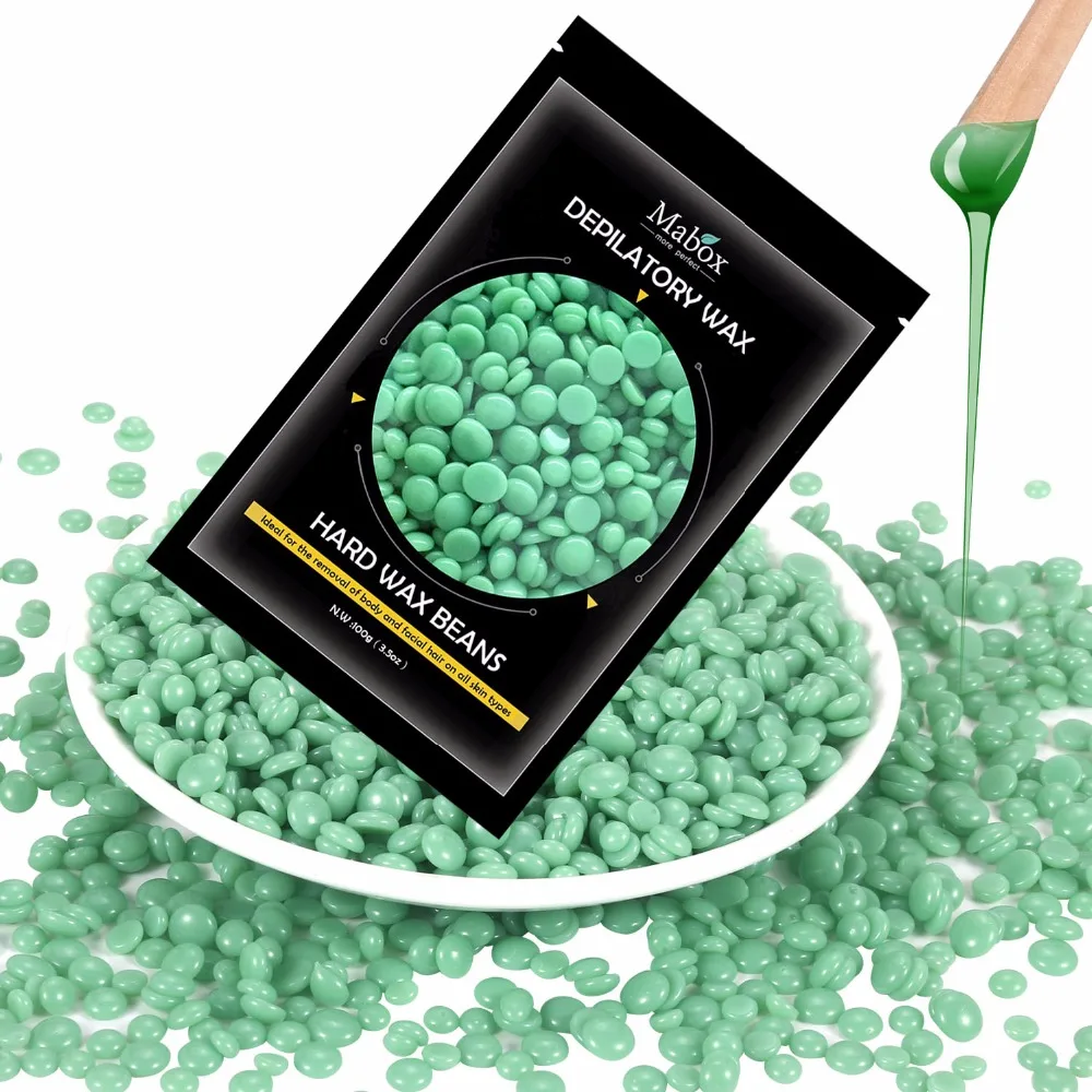 

Hard wax beans full-body hair wax beads of chest, armpit, legs, eyebrows, bikini, upper lip, face and body 100g /, tea tree
