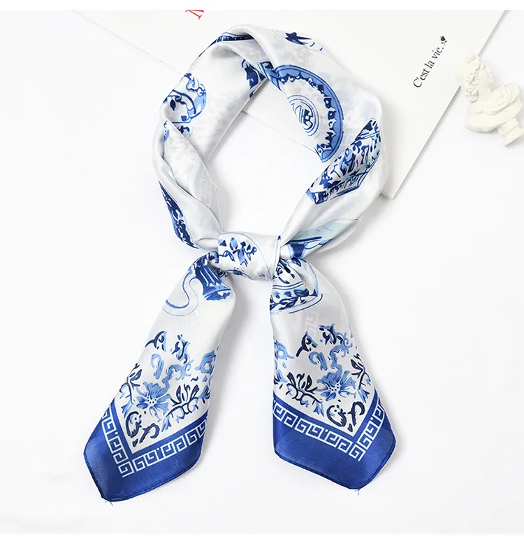 

Yishine 70*70 CM Women Multifunction Polyester Silk Scarf Elegant Pattern Prints Small Square Wraps Scarves Shawl