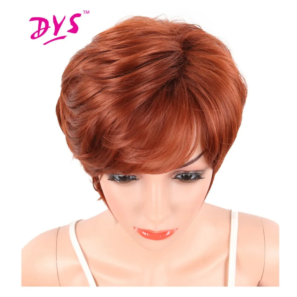 Deyngs Pixie Cut короткие синтетические парики с челкой для черных женщин прямые волосы натуральный Perucas термостойкие Perruque полные волосы