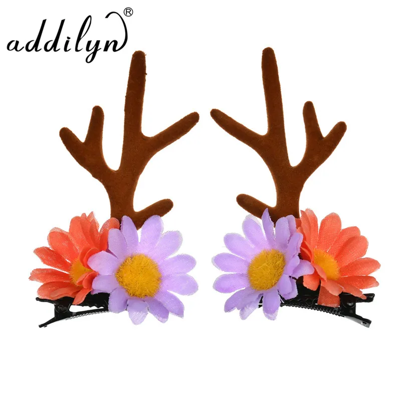 Flower hair Clip with reindeer antlers gift christmas decorations