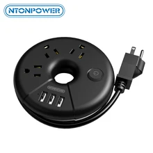 NTON power ODR маленькая Портативная USB полоса питания для путешествий штепсельная розетка США защита от перегрузки 3AC розетка с 3 USB умным зарядным портом