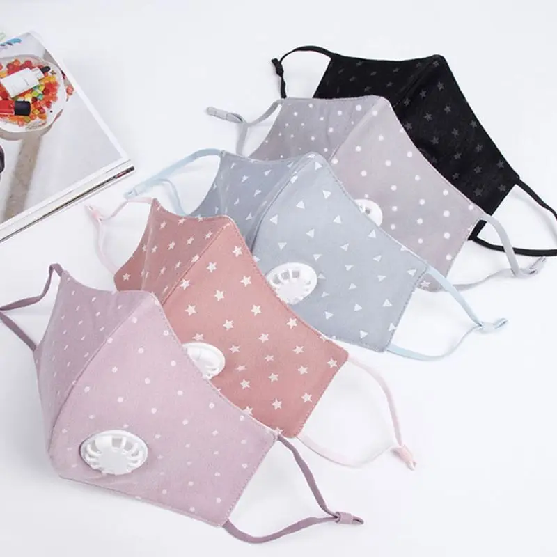 

Women Unisex PM2.5 Cotton Winter Mouth Mask Filter Anti Pollution Star Printed Light Color Mouth-Muffle Respirator With Breath V