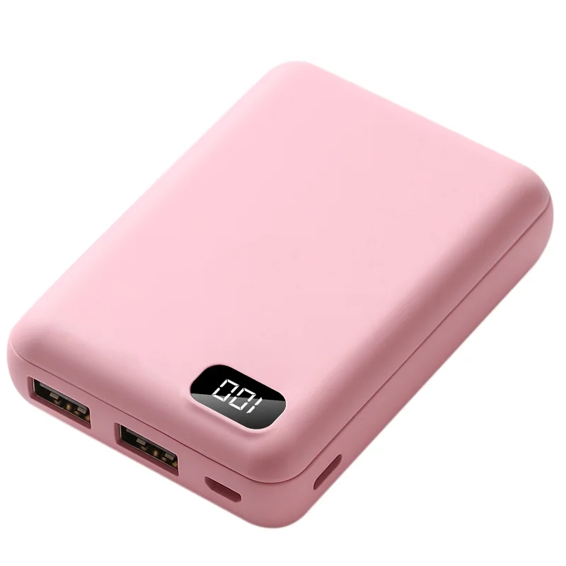 Для xiaomi power bank портативное зарядное устройство 2 usb type C Mini power Bank 10000 mAh power bank для iPhone Внешняя батарея Poverbank - Цвет: Pink