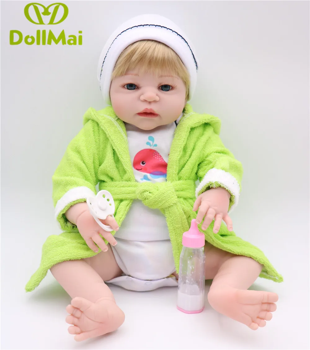 

NPK 23'' fashion blond Full Silicone Vinyl Reborn Dolls Babies Realistic Reborn Dolls cute Boy Bebe Kids Birthday gift bath Toy